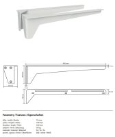 Washbasin console (pair), 450 mm, max load 50 kg, white, Steel, Painted