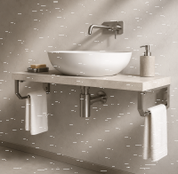 Washbasin console with towel holder, 490 mm, max load 50 kg, left, white, Steel