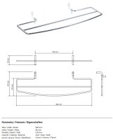 Handtuchhalter für Heizkörper 600 mm, poliert, Edelstahl, Chrom, Universal