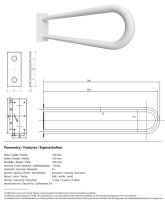 Haltegriff, 750 mm, U-Form, mit Abdeckung, weiß, Stahl, Comaxit, Help