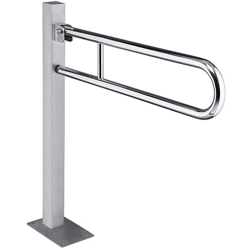 Stützklappgriff, 850 mm, U-Form, bodenmontiert, ohne Abdeckung, Edelstahl, matt