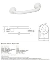 Grab bar, 300 mm, with cover, white, Steel, Comaxit, Help