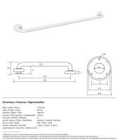 Grab bar, 1100 mm, with cover, white, Steel, Comaxit, Help