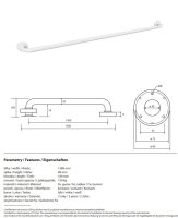Wannengriff, 1500 mm, mit Abdeckung, weiß, Stahl, Comaxit, Help