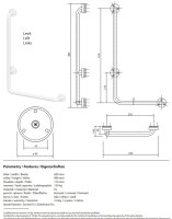 Winkelgriff, 890 mm, links, mit Abdeckung, weiß, Stahl, Comaxit, Help
