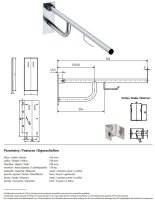 Stützklappgriff, 760 mm, mit Toilettenpapierhalter, mit Abdeckung