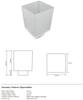 Glass dish for WC brush, Frosted Glass, 8.2 x 8.2 x 12.5 cm