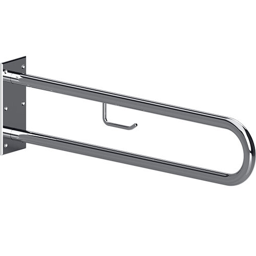 Stützgriff, 850 mm, U-Form, mit TP-Halter, ohne Abdeckung, poliert, Edelstahl
