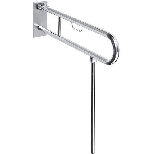 Stützklappgriff 813 mm, U-Form, Bodenstütze, TP-Halter, Gebürstet