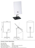 Kosmetikspiegel, 210 x 130 mm, einseitig, freistehend, schwarz, Messing, Chrom