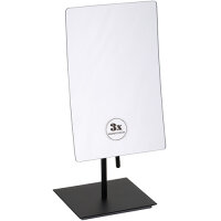 Kosmetikspiegel, 210 x 130 mm, einseitig, freistehend, schwarz, Messing, Chrom