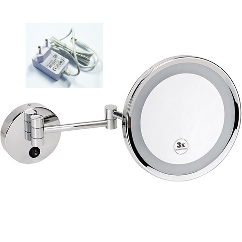 Kosmetikspiegel, ø 240 mm, mit LED-Beleuchtung, Messing, Chrom