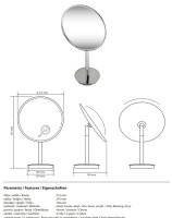 Kosmetikspiegel, ø 215 mm, freistehend, Zinklegierung, Chrom