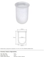 Glass dish for WC brush, Frosted Glass, 9.5 x 9.5 x 13.5 cm