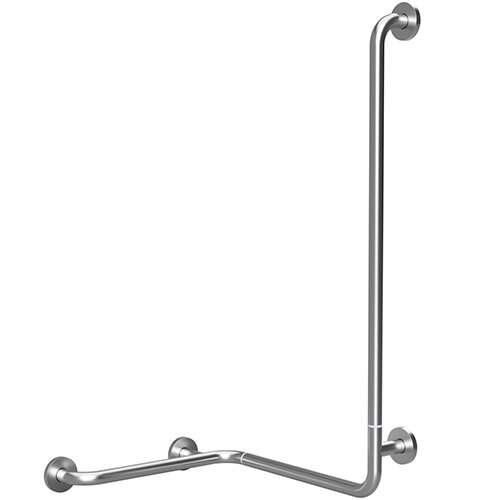 Grab bar, L-shape, corner, right, folding, with cover, stainless steel, matt
