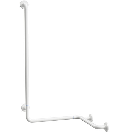 Grab bar, L-shape, corner, left, folding, with cover, white, Steel, Help