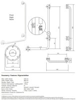 Winkelgriff, 890 mm, steckbar / zerlegt, rechts, mit Abdeckung, weiß, Stahl