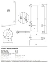 Winkelgriff, 890 mm, steckbar / zerlegt, rechts, ohne Abdeckung, weiß, Stahl