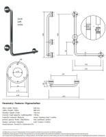 Winkelgriff, 680 mm, steckbar / zerlegt, links, mit Abdeckung, Edelstahl
