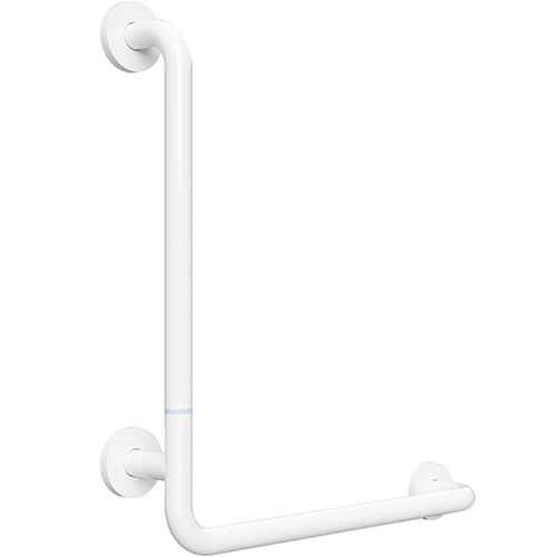 Grab bar, 680 mm, L-shape, left, folding, with cover, white, Steel, Help