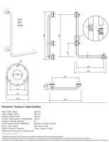 Grab bar, 680 mm, L-shape, left, folding, with cover, white, Steel, Help