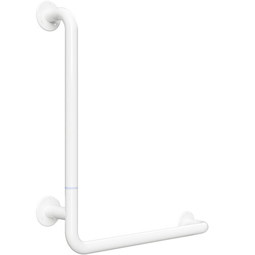 Grab bar, 680 mm, L-shape, left, folding, without cover, white, Steel, Help