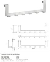 Hanger, for door, with 6 hooks, Stainless Steel, Brushed, Satin