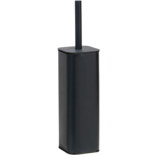 Toilet brush holder, free standing/wall mounted, stainless steel, Painted, Noir