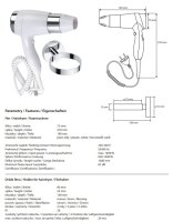Hair dryer, 1400W, with holder, coiled cord, white, Plastic