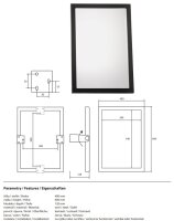 Kippspiegel, 400 x 600 mm, schwarz, Stahl, Lackiert, Help