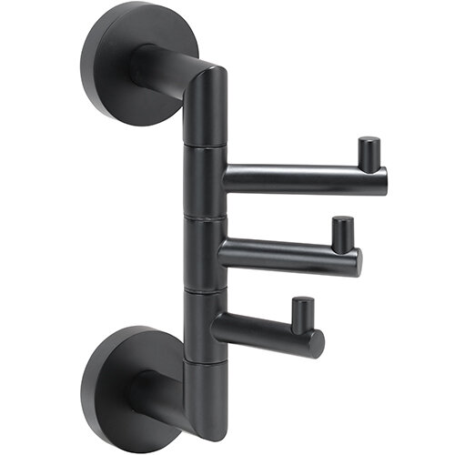 Hanger, with 3 hooks, swivel, Brass, Painted, Noir