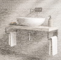 Washbasin console with towel holder, 490 mm, max load 50 kg, left, black, Steel