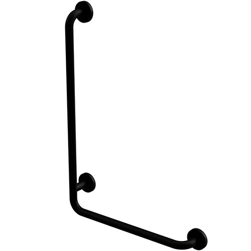 Grab bar, 890 mm, L-shape, left, with cover, black, Steel, Comaxit, Help