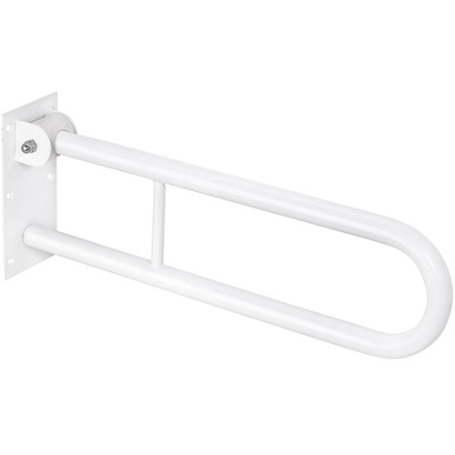 Grab bar, 600 mm, U-shape, folding, with lock, without cover, white, Steel, Help