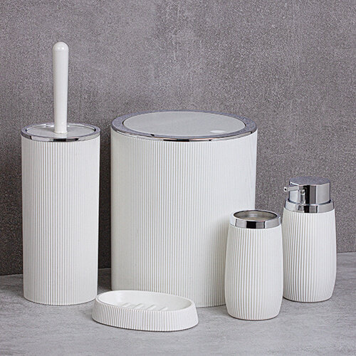 Set Badezimmerzubehör (5 St.), weiß, Kunststoff, Home