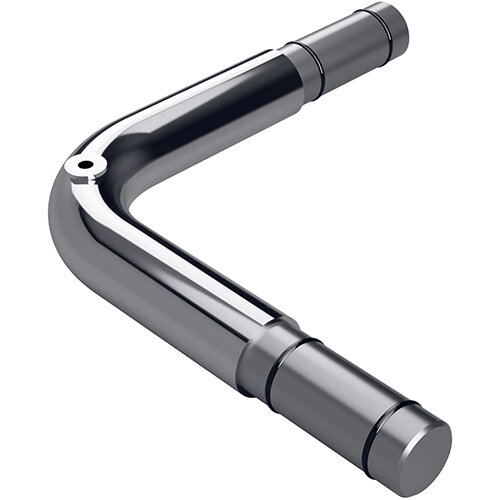 Corner connection 90°+ 2 x straight connection, Stainless Steel, Polished
