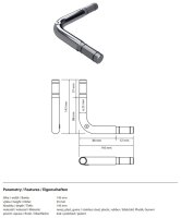 Corner connection 90°+ 2 x straight connection, Stainless Steel, Polished