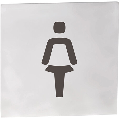 Ladies WC Pictogram Matt Stainless Steel Square 75x75 mm - 3M Self-Adhesive