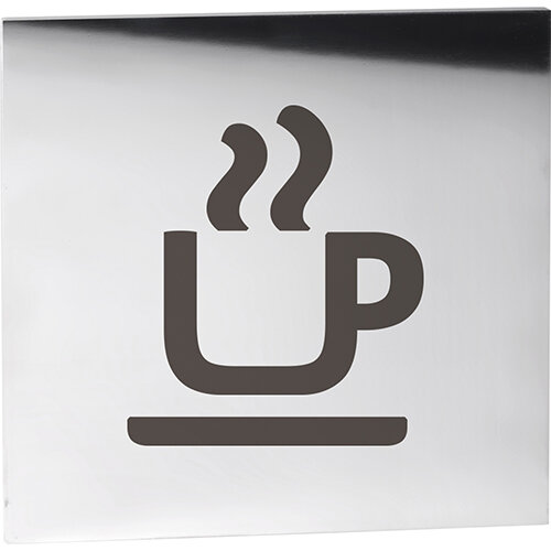 Café Door Sign Polished Stainless Steel Square 75x75 mm - 3M Self-Adhesive