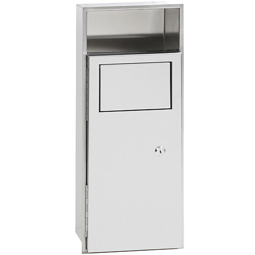 Recessed waste bin with storage shelf, stainless steel, matt, Brushed