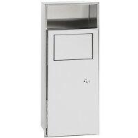 Recessed waste bin with storage shelf, stainless steel, matt, Brushed