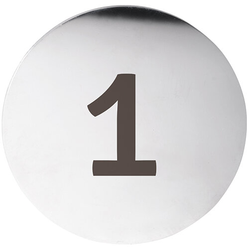 Numeral Door Sign Polished Stainless Steel Round Ø 75 mm - 3M Self-Adhesive