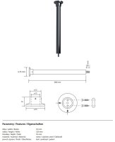 Ceiling anchor tube 300 mm, Stainless Steel, Polished