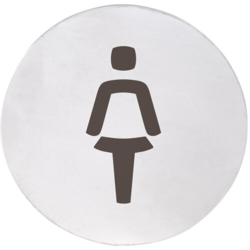 Ladies WC Pictogram Matt Stainless Steel Round Ø 75 mm - 3M Self-Adhesive