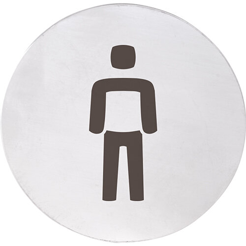 Piktogramm Herren-WC Edelstahl matt Rund Ø 75 mm - 3M selbstklebend