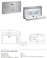 Wandmontierter Wickeltisch, Edelstahl, Kunststoff, gebürstet, Silber