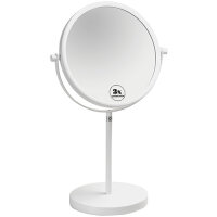 Kosmetikspiegel, ø 200 mm, doppelseitig, freistehend, Messing, Lackiert, Bianco
