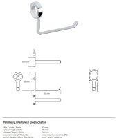 Toilettenpapierhalter, für Handläufe, Edelstahl, Chrom, Help