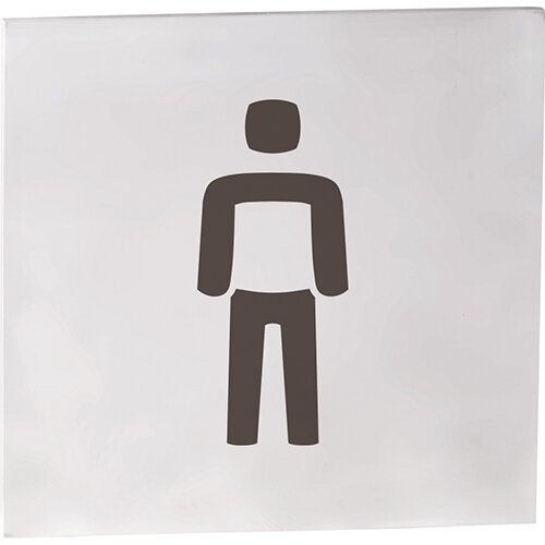 Gentlemens WC Pictogram Matt Stainless Steel Square 75x75 mm - 3M Self-Adhesive