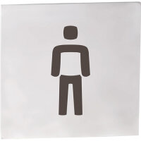 Gentlemens WC Pictogram Matt Stainless Steel Square 75x75...